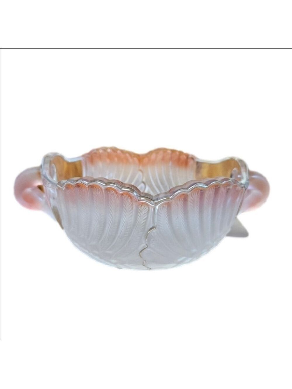 Vintage Mikasa Walther Frosted Crystal Double Swan Head Handles Bowl